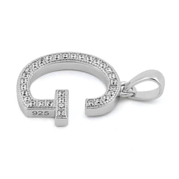 Sterling Silver Letter G CZ Initial Pendant - Picture 3 of 3